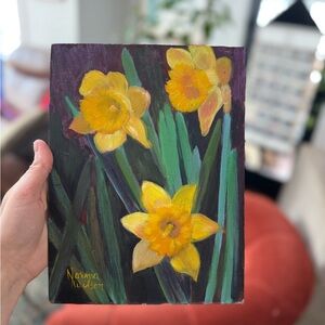 Norma Wilson fine art original art Yellow Daffodils painting on board